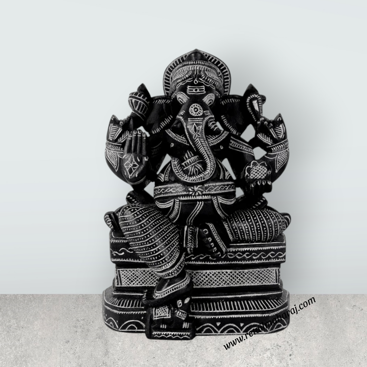 Ganesha Murti - 10 x 7 Inches | Soft Stone Vinayakar Idol / Ganapathi Sculpture For Home Decor - Retail Maharaj