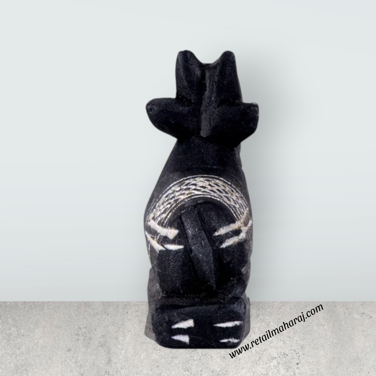 Nandi Murti - 2.5 x 2.5 Inches | Black Stone Idol / Nandi Statue / Nandi Bhagavan / NandiDeva / Decor For Pooja - Retail Maharaj