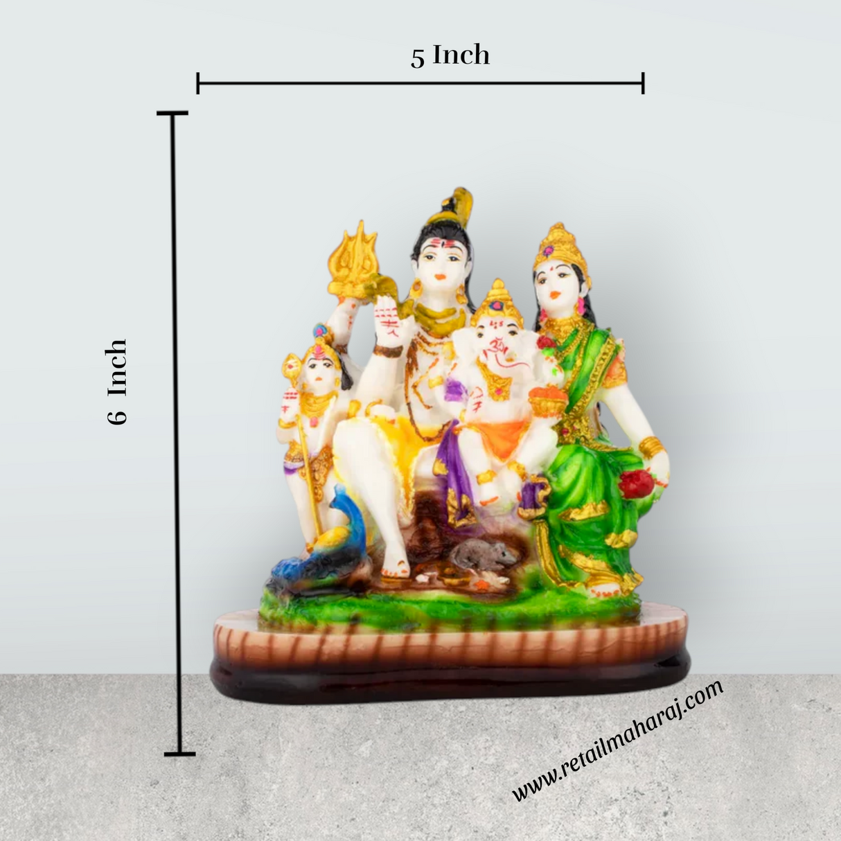 Shiv Family Murti - 6 x 5 Inches | Resin Idol/ Shiv Parivar Murti for Pooja