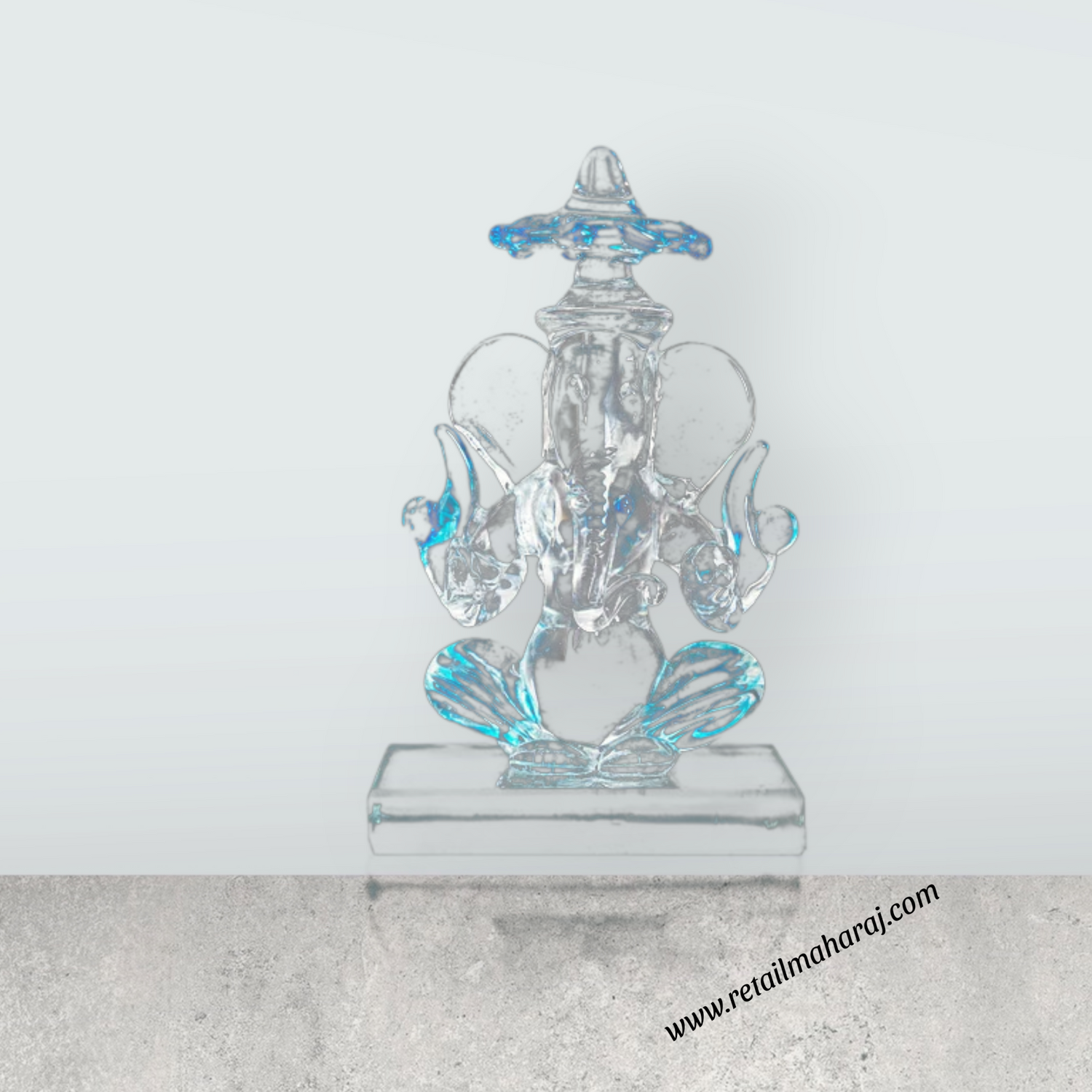 Ganesh Murti With Umbrella - 3.5 x 2 Inches | 2 In 1 Crystal Statue/ Ganpati Murti/ Vinayaka Statue for Pooja - Retail Maharaj