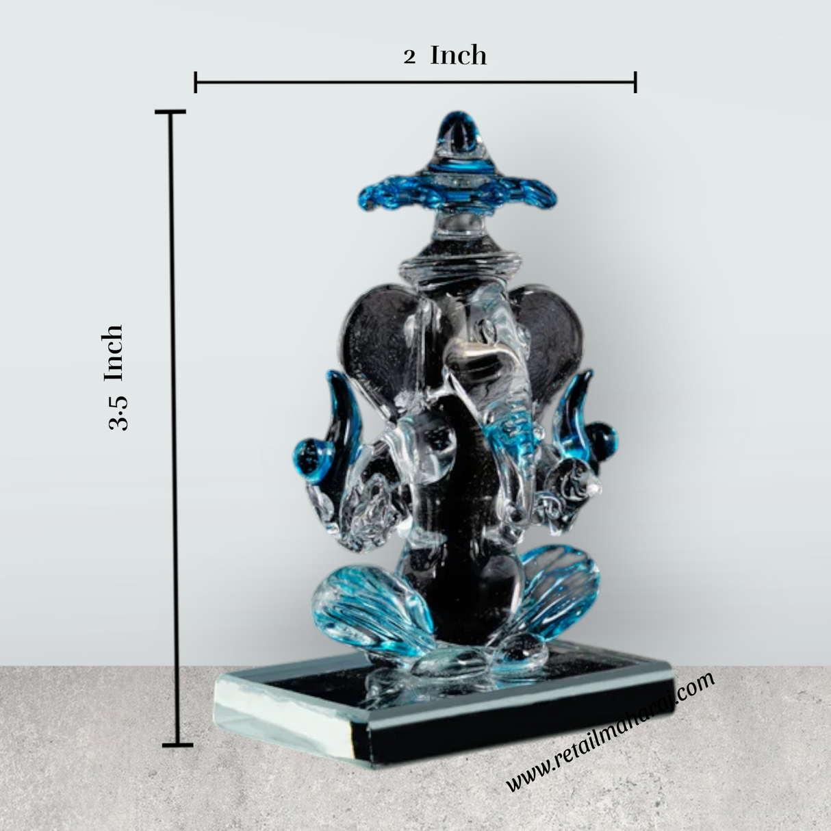 Ganesh Murti With Umbrella - 3.5 x 2 Inches | 2 In 1 Crystal Statue/ Ganpati Murti/ Vinayaka Statue for Pooja - Retail Maharaj