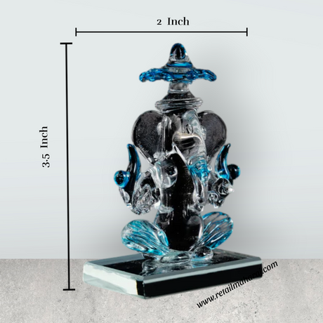 Ganesh Murti With Umbrella - 3.5 x 2 Inches | 2 In 1 Crystal Statue/ Ganpati Murti/ Vinayaka Statue for Pooja - Retail Maharaj