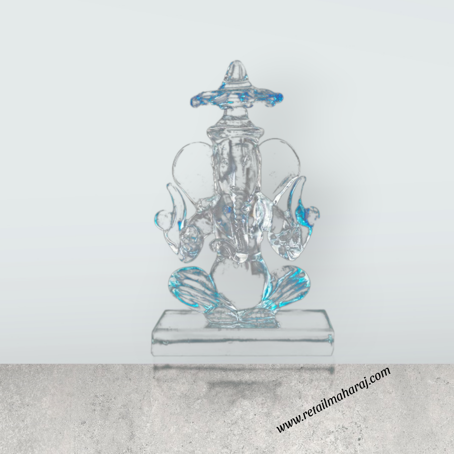 Ganesh Murti With Umbrella - 3.5 x 2 Inches | 2 In 1 Crystal Statue/ Ganpati Murti/ Vinayaka Statue for Pooja - Retail Maharaj