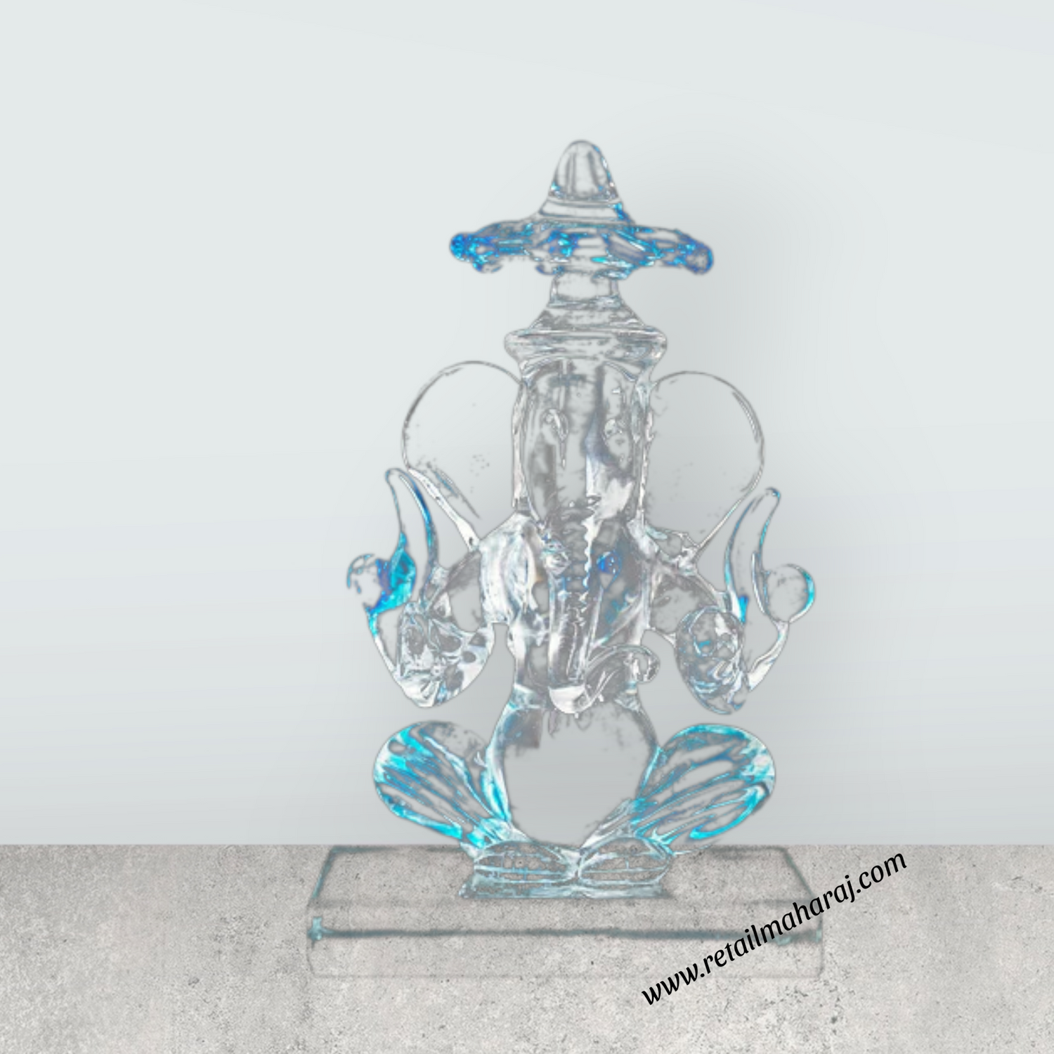 Ganesh Murti With Umbrella - 3.5 x 2 Inches | 2 In 1 Crystal Statue/ Ganpati Murti/ Vinayaka Statue for Pooja - Retail Maharaj