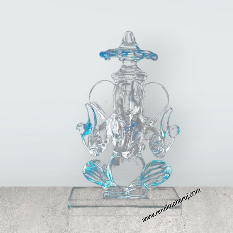 Ganesh Murti With Umbrella - 3.5 x 2 Inches | 2 In 1 Crystal Statue/ Ganpati Murti/ Vinayaka Statue for Pooja - Retail Maharaj