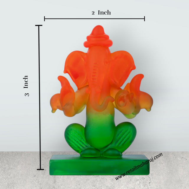 Ganesh Murti - 3 x 2 Inches | Crystal Ganesh Idol/ Two Side View Statue/ Ganapathi Idol for Home - Retail Maharaj