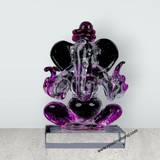 Ganesh Murti Sitting On Base - 2.5 x 1.5 Inches | 2In1 Crystal Statue/Ganpati Murti/ Vinayaka Statue for Pooja/ Assorted - Retail Maharaj