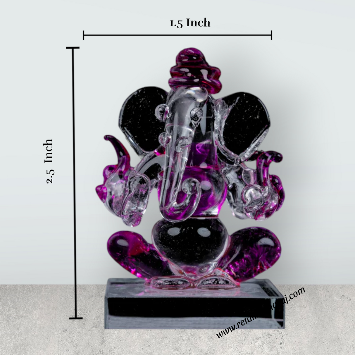 Ganesh Murti Sitting On Base - 2.5 x 1.5 Inches | 2In1 Crystal Statue/Ganpati Murti/ Vinayaka Statue for Pooja/ Assorted - Retail Maharaj