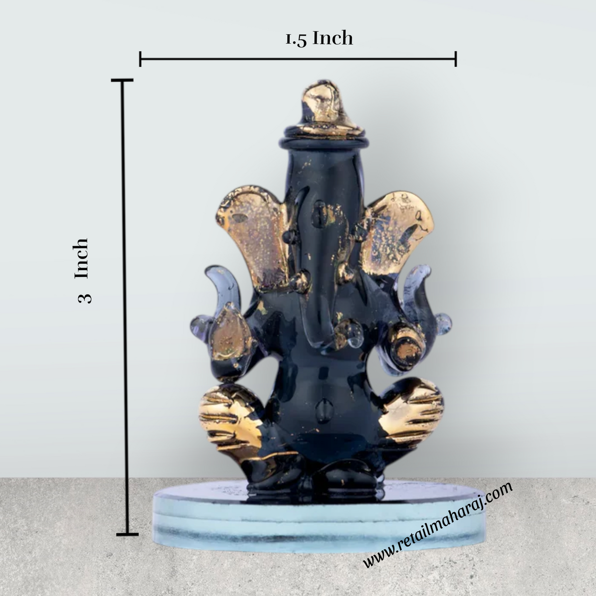 Ganesh Murti - 3 x 1.5 Inches | Ganpati Murti/ Crystal Statue/ Vinayagar for Home