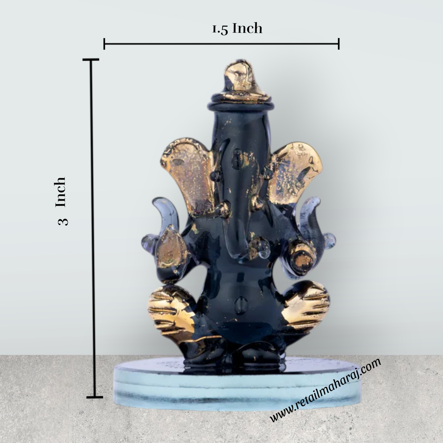 Ganesh Murti - 3 x 1.5 Inches | Ganpati Murti/ Crystal Statue/ Vinayagar for Home