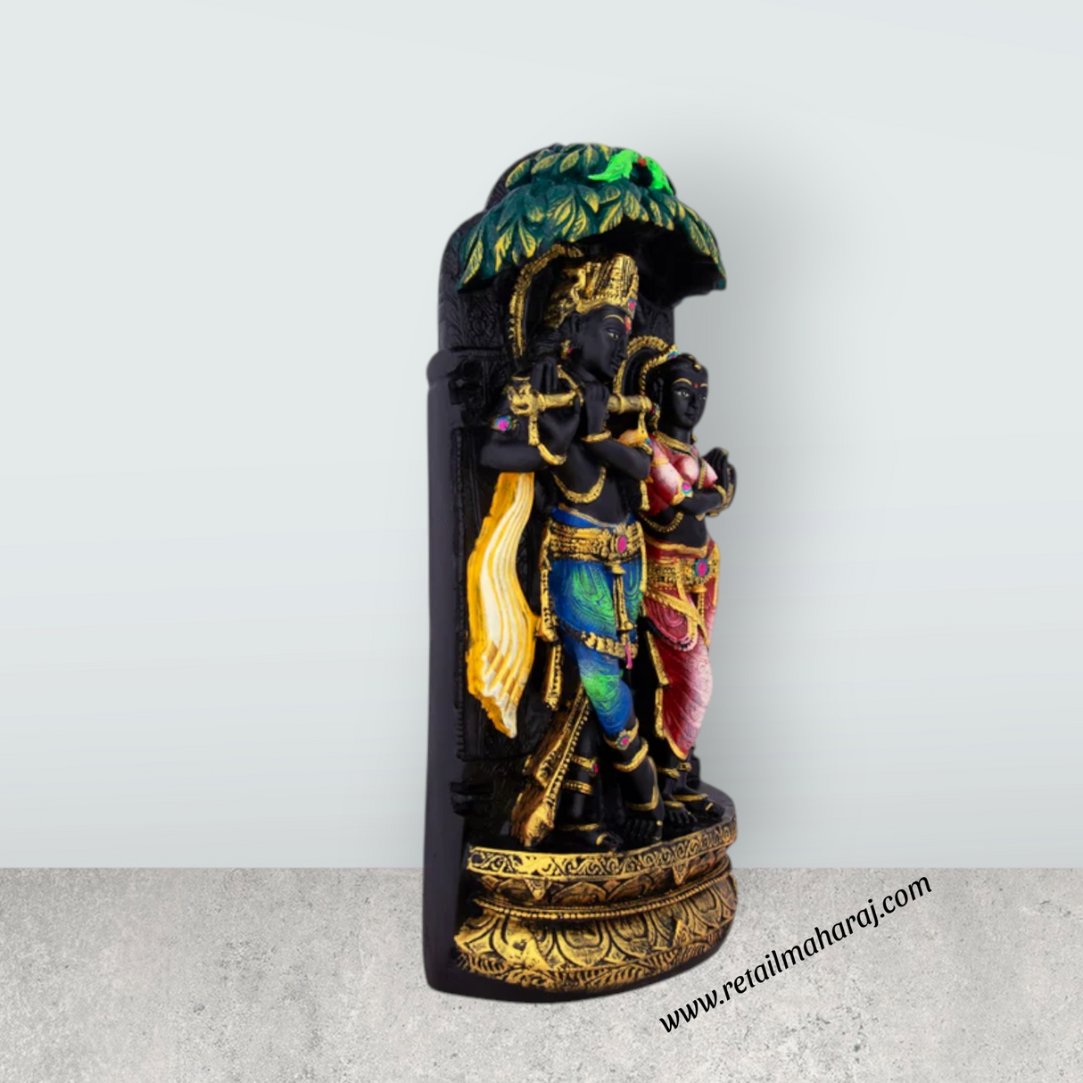 Radha Krishna Murti - 15 x 7 Inches | Resin Statue/ Standing Radha Krishna Idol For Festive Decoration And Gifting Purpose - Retail Maharaj