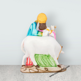 Radha Krishna Murti with Cow - 11 x 8 Inches | Radha Krishna Idol for Pooja