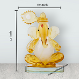 Ganesh Murti - 2.5 x 0.75 Inches | Crystal Ganpati Murti/ Sitting Vinayaka Statue for Pooja - Retail Maharaj