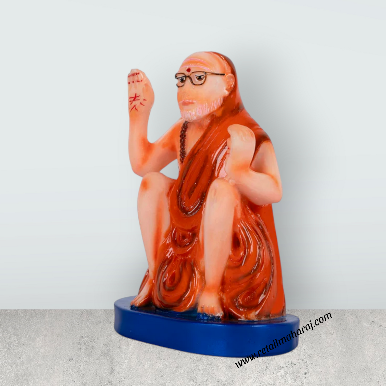 Maha Periyava Statue Sitting On Base - 4.5 x 2 Inches | Resin Statue / Maha Periyava Idol For Pooja Room - Retail Maharaj