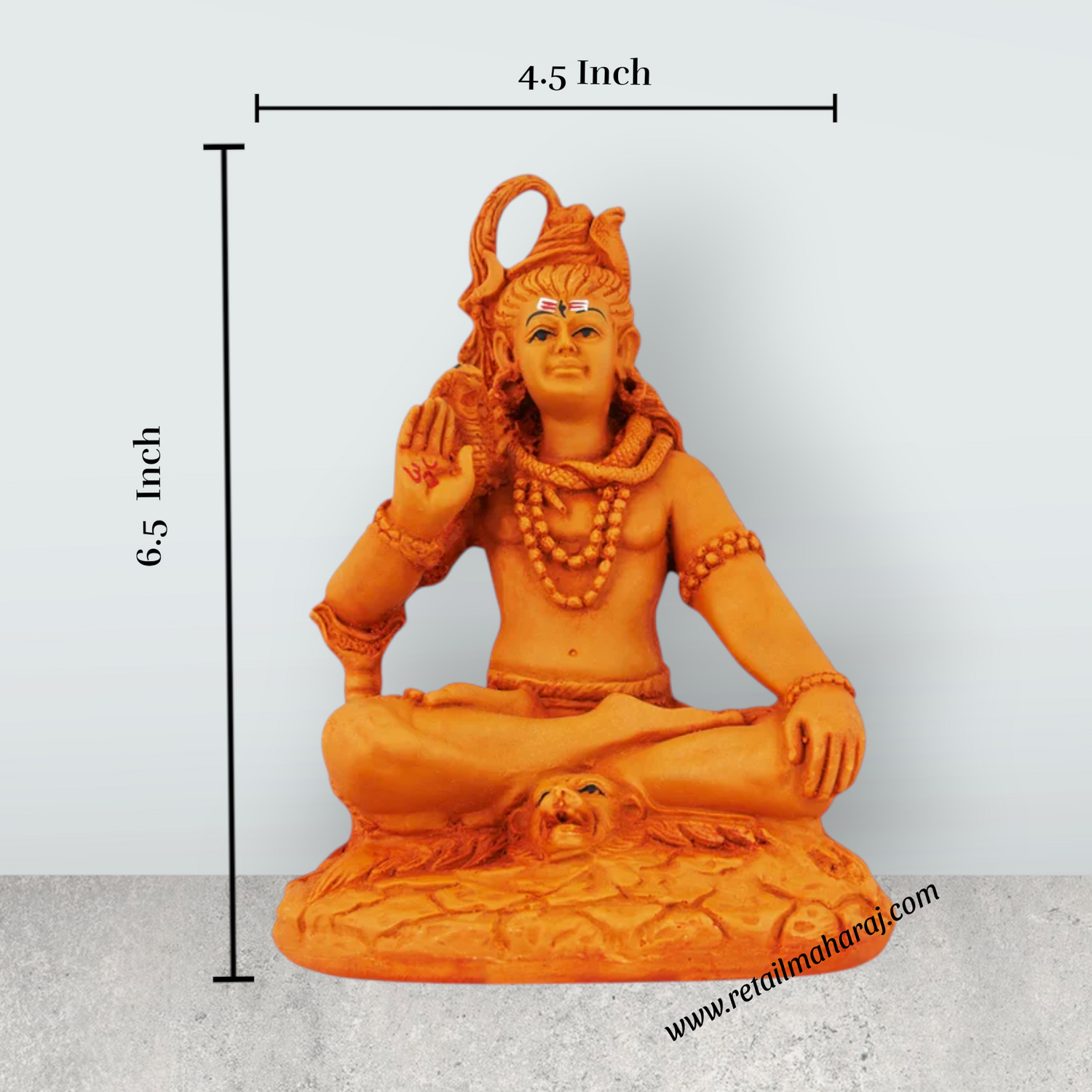 Shiva Statue Sitting On Base - 6.5 x 4.5 Inches | Resin Statue / Wooden Polish Shiv Murti for Pooja - Retail Maharaj