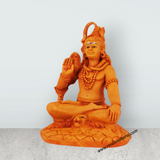 Shiva Statue Sitting On Base - 6.5 x 4.5 Inches | Resin Statue / Wooden Polish Shiv Murti for Pooja - Retail Maharaj
