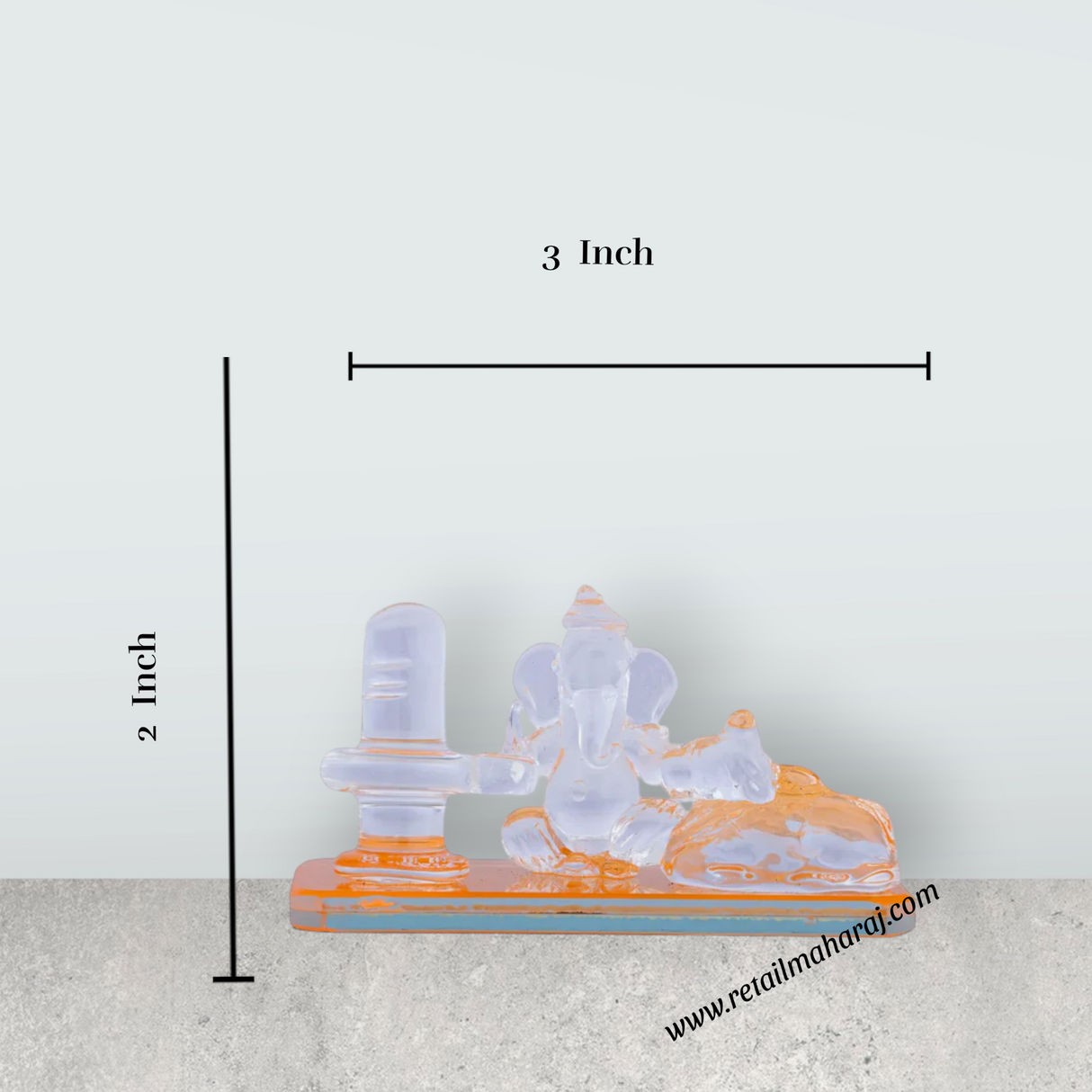 Shivaling Ganesh Nandi Statue - 2 x 3 Inches | Crystal Ganpati Murti/ Crystal Shivling/ Crystal Nandi for Pooja