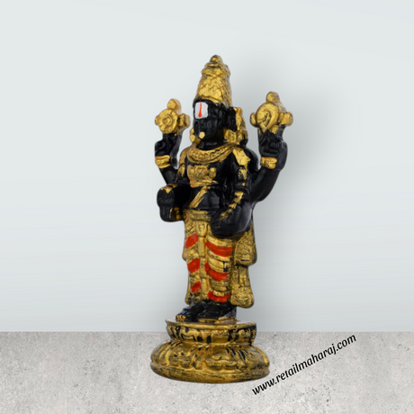 Balaji Murti Standing On Base - 5 x 2.5 Inches | Resin Statue / Venkateswara Swamy Idol / Perumal Statue For Pooja - Retail Maharaj