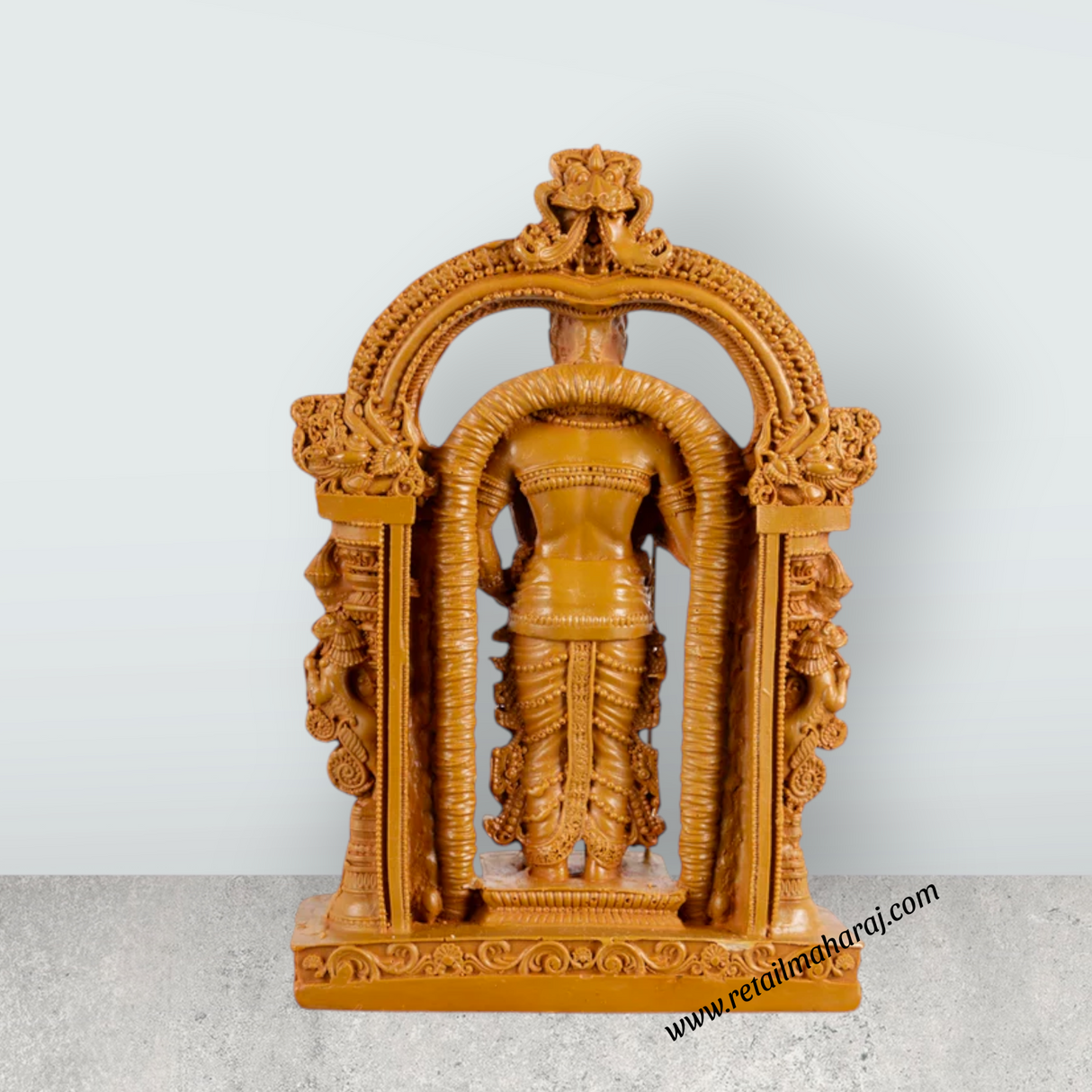 Murugan Statue With Arch - 6 x 3.5 Inches | Resin Statue/ Wooden Polish Standing Kartikeya Statue for Pooja - Retail Maharaj