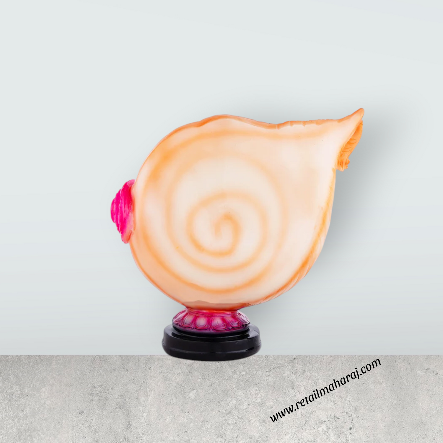 Ganesh Murti Sitting On Shankh - 7.5 x 7 Inches | Marble Dust Murti / Coloured Ganpati Murti for Pooja - Retail Maharaj