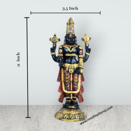 Balaji Murti - 11 Inches | Tirupati Balaji Idol/ Resin Balaji Statue for Home Decor - Retail Maharaj
