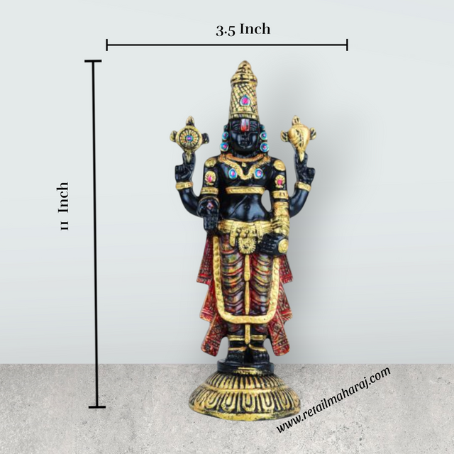 Balaji Murti - 11 Inches | Tirupati Balaji Idol/ Resin Balaji Statue for Home Decor - Retail Maharaj