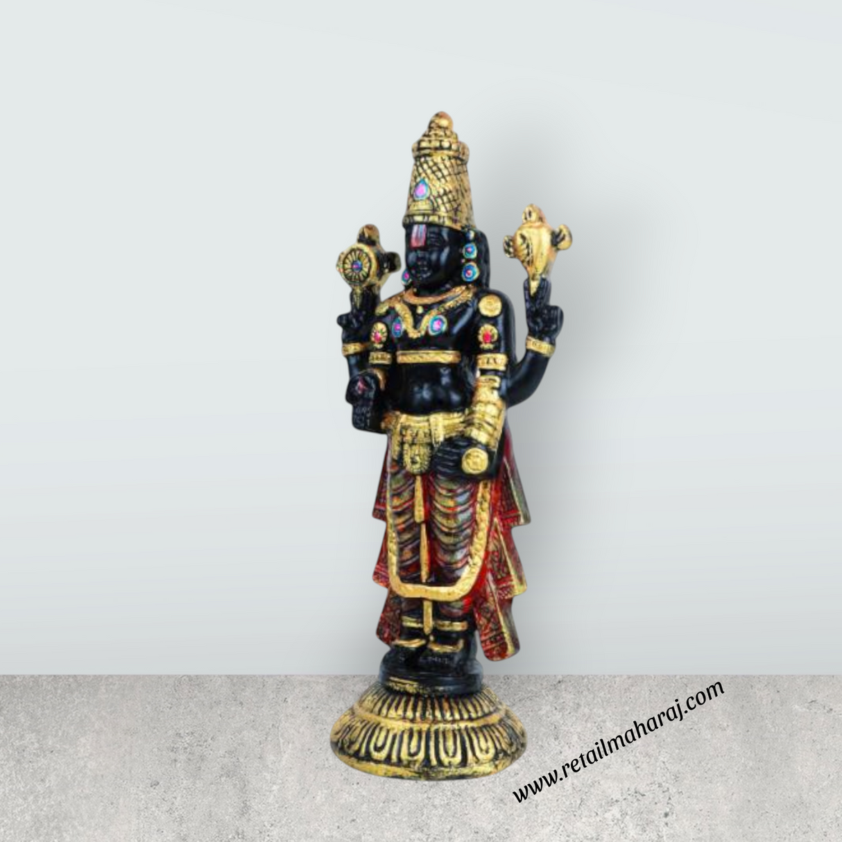 Balaji Murti - 11 Inches | Tirupati Balaji Idol/ Resin Balaji Statue for Home Decor - Retail Maharaj