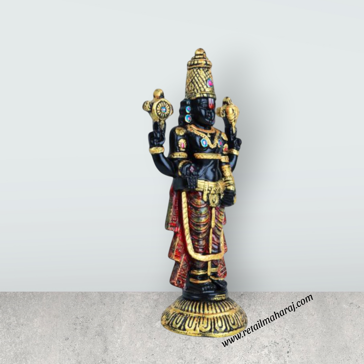 Balaji Murti - 11 Inches | Tirupati Balaji Idol/ Resin Balaji Statue for Home Decor - Retail Maharaj