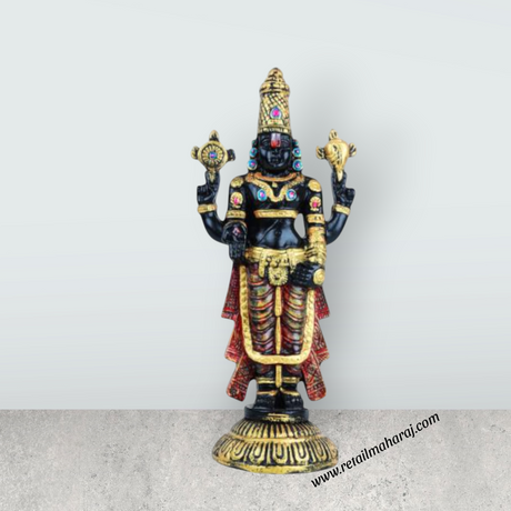 Balaji Murti - 11 Inches | Tirupati Balaji Idol/ Resin Balaji Statue for Home Decor - Retail Maharaj