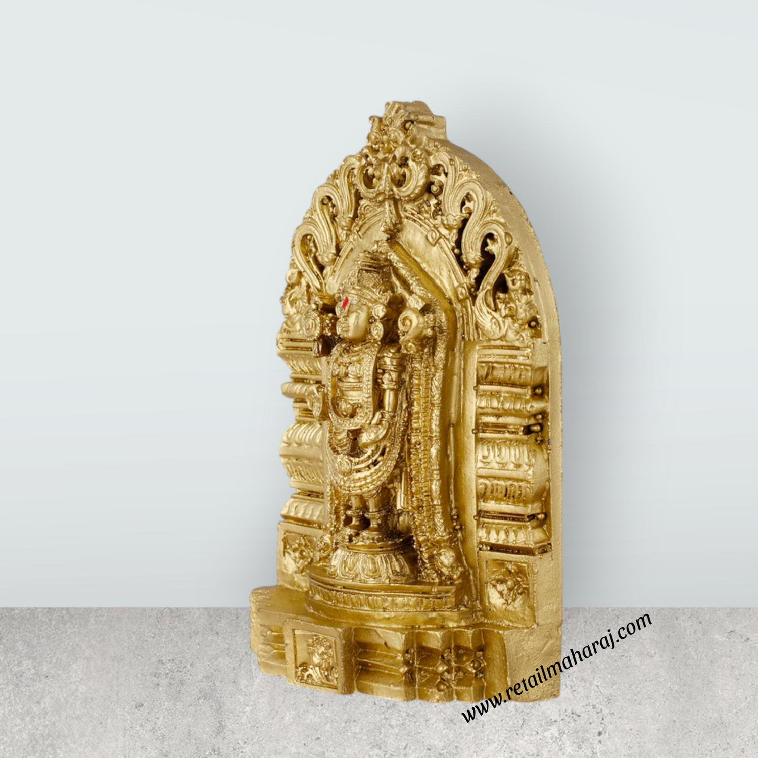 Balaji Murti - 6 x 4 Inches | Resin Statue/ Brass Polish Balaji Idol/ Venkateswara Idol for Pooja