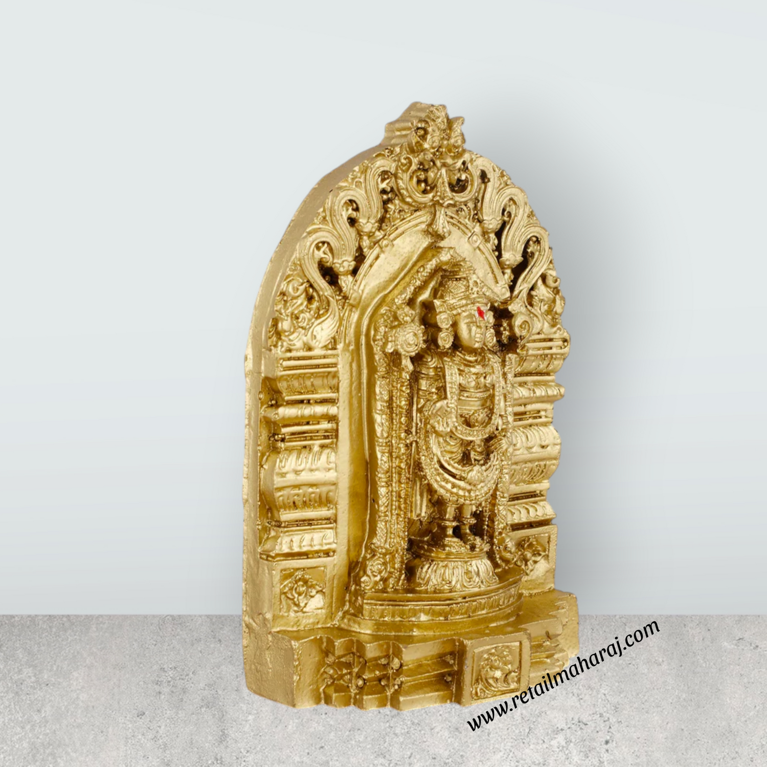 Balaji Murti - 6 x 4 Inches | Resin Statue/ Brass Polish Balaji Idol/ Venkateswara Idol for Pooja
