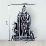 Murugan Statue With Peacock - 4 x 2.5 Inches | Resin Murugan Murti/Antique Silver Polish Murugan Silai for Home - Retail Maharaj