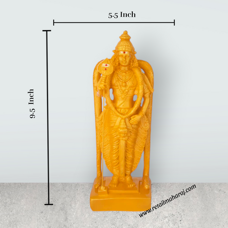 Murugan Statue - 9.5 x 5.5 Inches | Resin Statue/ Antique Finish Muruga Statue for Pooja - Retail Maharaj