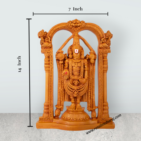 Balaji Murti - 14 x 7 Inches | Wooden Polish Balaji Statue/ Balaji Idol for Pooja - Retail Maharaj
