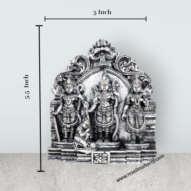 Ram Darbar Murti with Arch - 5.5 x 5 Inches | Resin Statue/ Stone Polish Ram Darbar Idol for Pooja - Retail Maharaj