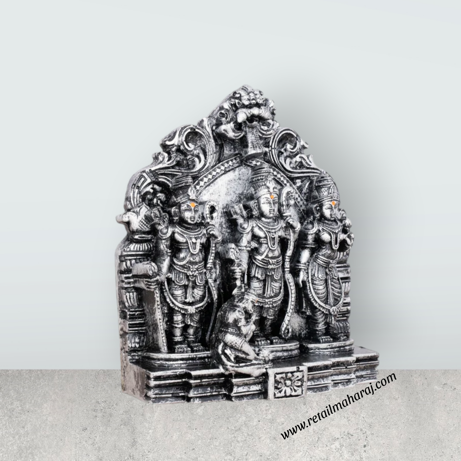 Ram Darbar Murti with Arch - 5.5 x 5 Inches | Resin Statue/ Stone Polish Ram Darbar Idol for Pooja - Retail Maharaj