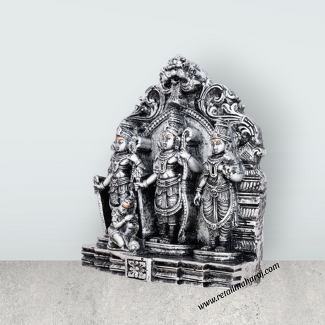 Ram Darbar Murti with Arch - 5.5 x 5 Inches | Resin Statue/ Stone Polish Ram Darbar Idol for Pooja - Retail Maharaj