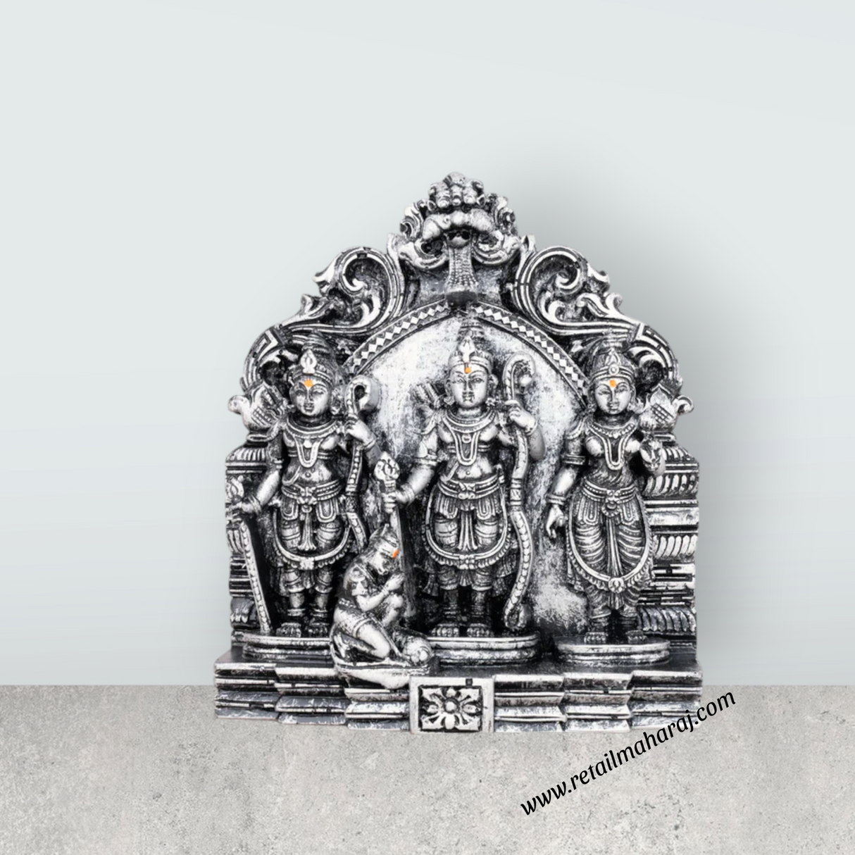 Ram Darbar Murti with Arch - 5.5 x 5 Inches | Resin Statue/ Stone Polish Ram Darbar Idol for Pooja - Retail Maharaj