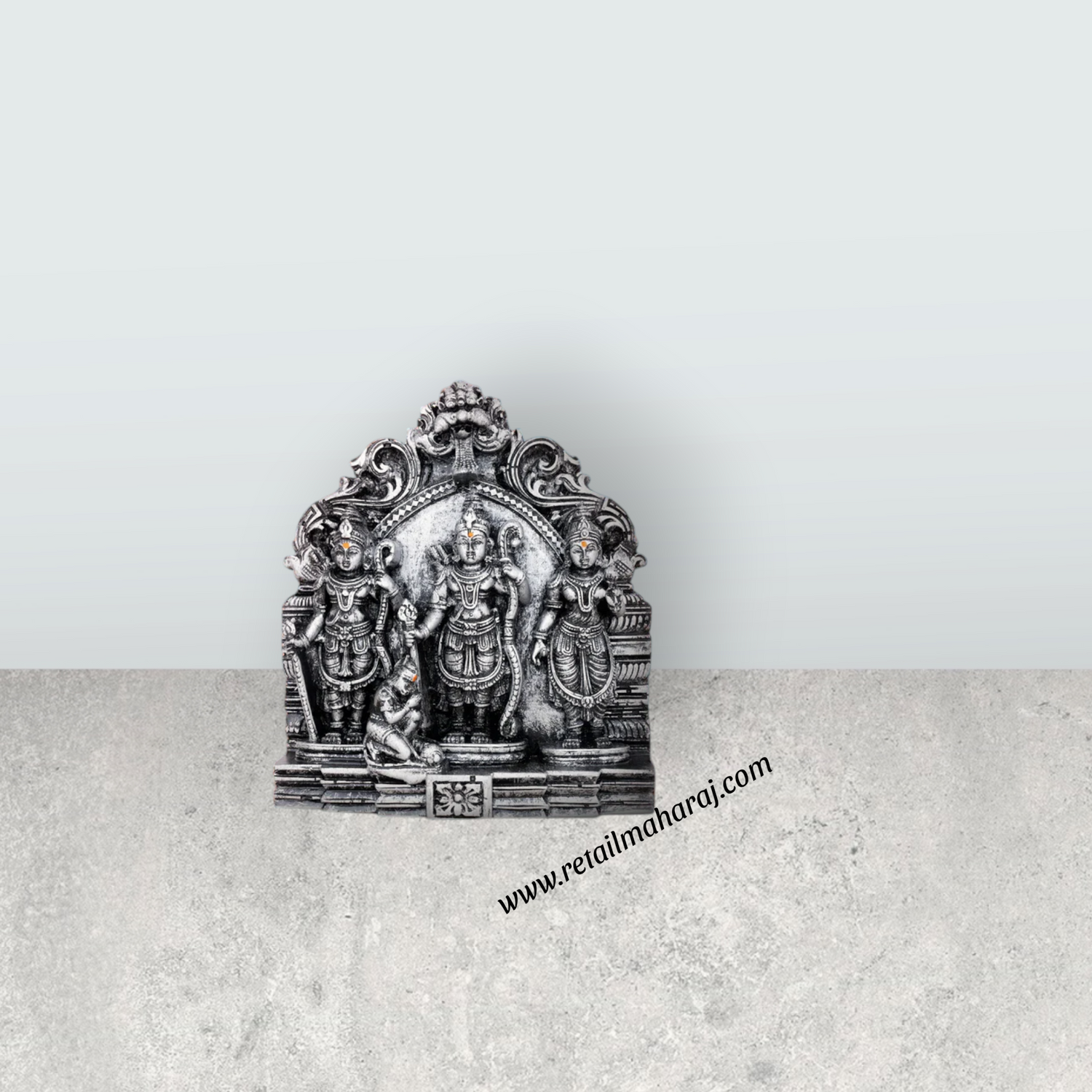 Ram Darbar Murti with Arch - 5.5 x 5 Inches | Resin Statue/ Stone Polish Ram Darbar Idol for Pooja - Retail Maharaj