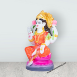 Lakshmi Idol Sitting On Lotus - 4.5 x 2.5 Inches | Marble Murti/ Sitting Laxmi Idol/ Laxmi Murti for Pooja - Retail Maharaj