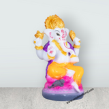 Ganesh Murti Sitting On Lotus - 4.5 x 2.5 Inches | Marble Murti/ Ganpati Murti/ Ganesh Idol for Pooja - Retail Maharaj