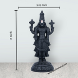 Balaji Murti Standing On Base - 8 x 3.25 Inches | Resin Statue / Black Polish Venkateswara Swamy Idol for Pooja - Retail Maharaj