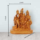Shiv Family Murti With Base - 6 x 5 Inches | Resin Statue/ Wooden Colour Shiva Family Statue for Worship - Retail Maharaj