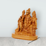 Shiv Family Murti With Base - 6 x 5 Inches | Resin Statue/ Wooden Colour Shiva Family Statue for Worship - Retail Maharaj