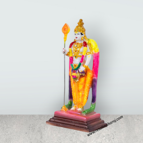 Malaysia Murugan Statue Standing On Base - 6.75 x 3 Inches | Marble Murti/ Kartikeya Statue for Home & Office - Retail Maharaj