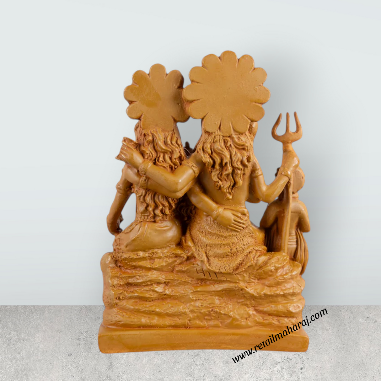 Shiv Family Murti With Base - 8.5 x 6 Inches | Resin Statue/ Wooden Polish Shiva Family Statue for Pooja - Retail Maharaj