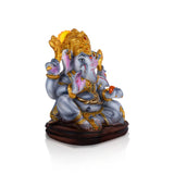 Ganesh Murti Sitting On Base - 7 x 6 Inches | Resin Statue / Ganpati Murti / Vinayaka Idol For Pooja & Home Decor - Retail Maharaj