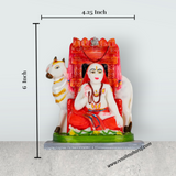 Raghavendra Swamy Idol With Cow - 6 x 4.25 Inches | Resin Statue / Raghavendra Idol For Pooja Room - Retail Maharaj