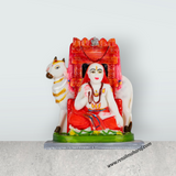 Raghavendra Swamy Idol With Cow - 6 x 4.25 Inches | Resin Statue / Raghavendra Idol For Pooja Room - Retail Maharaj