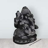 Ganesha Murti - 18 x 14 Inches | Black Stone Vinayakar Idol / Ganapathi Sculpture For Home Decor - Retail Maharaj